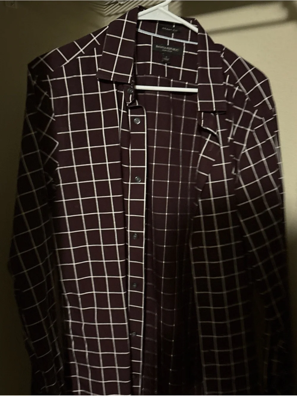 Banana Republic Men's Grid-Print Button-Down Shirt - Wine & White